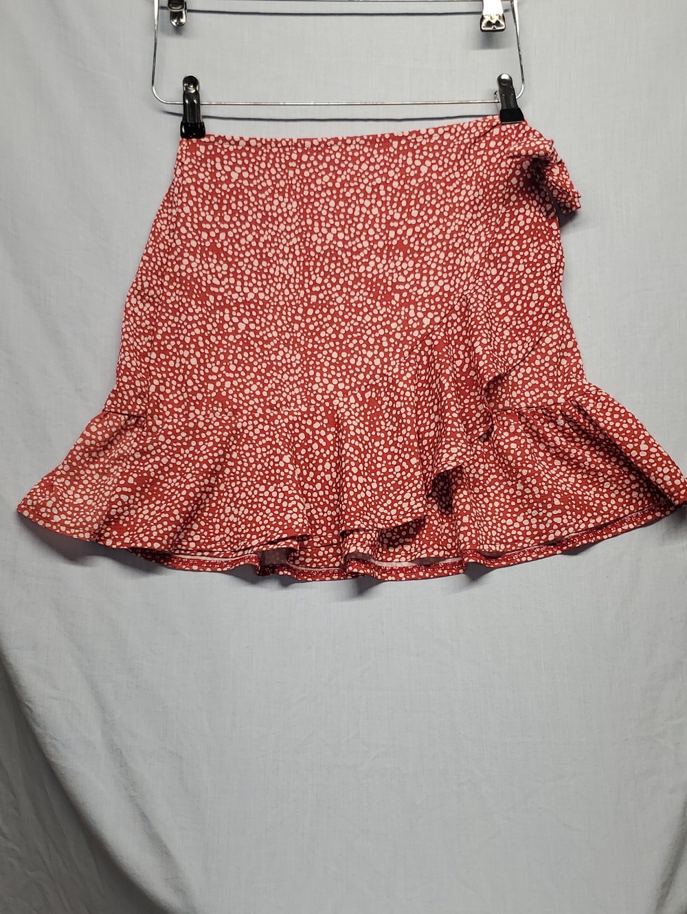Shein Red Printed Ruffle Hem Women's Skirt